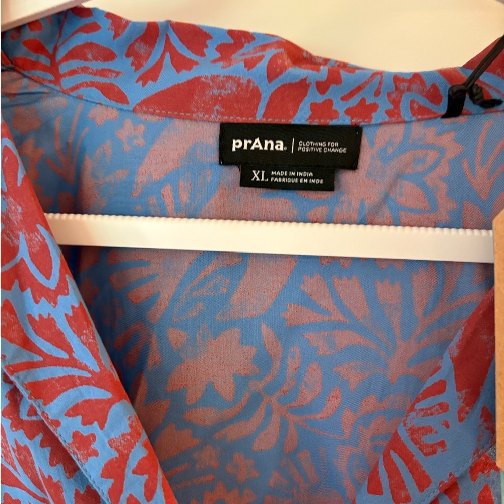 Prana Women's Vibrant Blue and Red Blouse - Picture 4 of 5